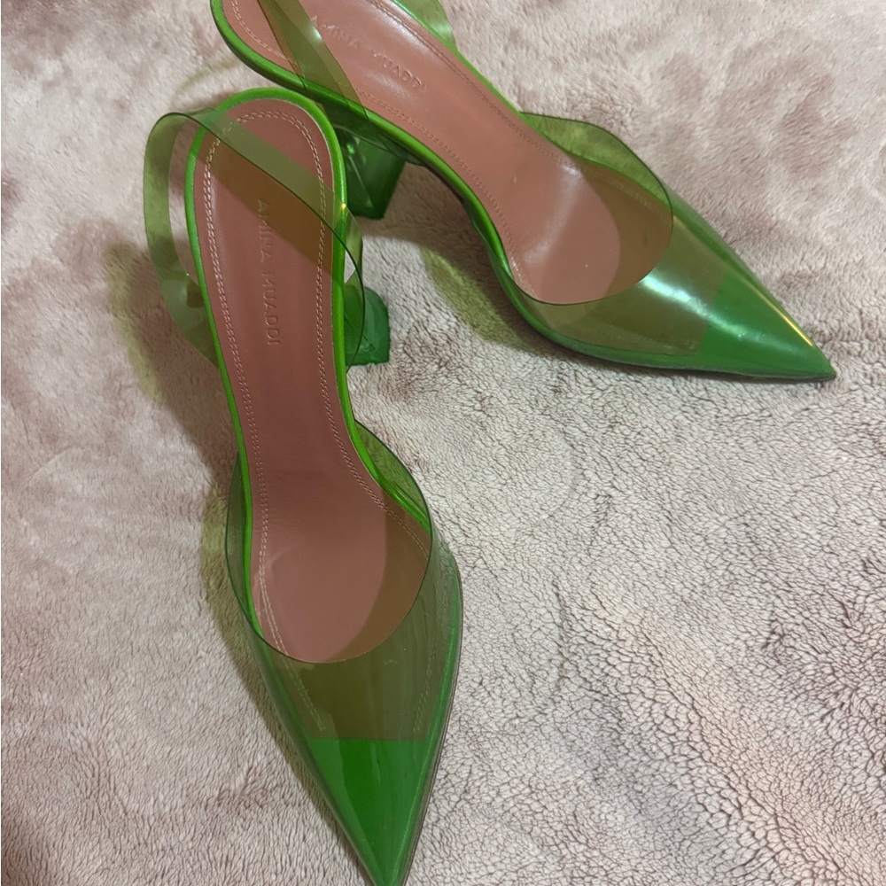 Amina Muaddi Holli Glass PVC slingback pumps - Picture 3 of 12